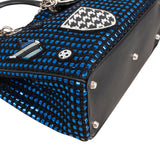 Christian Dior Blue Woven Embellished Tweed Patch Lady Dior Handbag