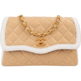 Chanel Bicolor Quilted Lambskin 24K Gold Single Flap Crossbody Bag
