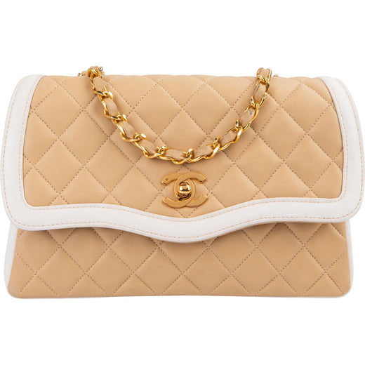 Chanel Bicolor Quilted Lambskin 24K Gold Single Flap Crossbody Bag