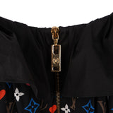 Louis Vuitton Black Silk Heart Monogram Off-Shoulder Ruffles Dress (FR 36 / DE 34)