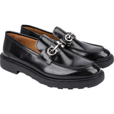 Salvatore Ferragamo Black Polished Leather Gancini Loafer Loafers (46)
