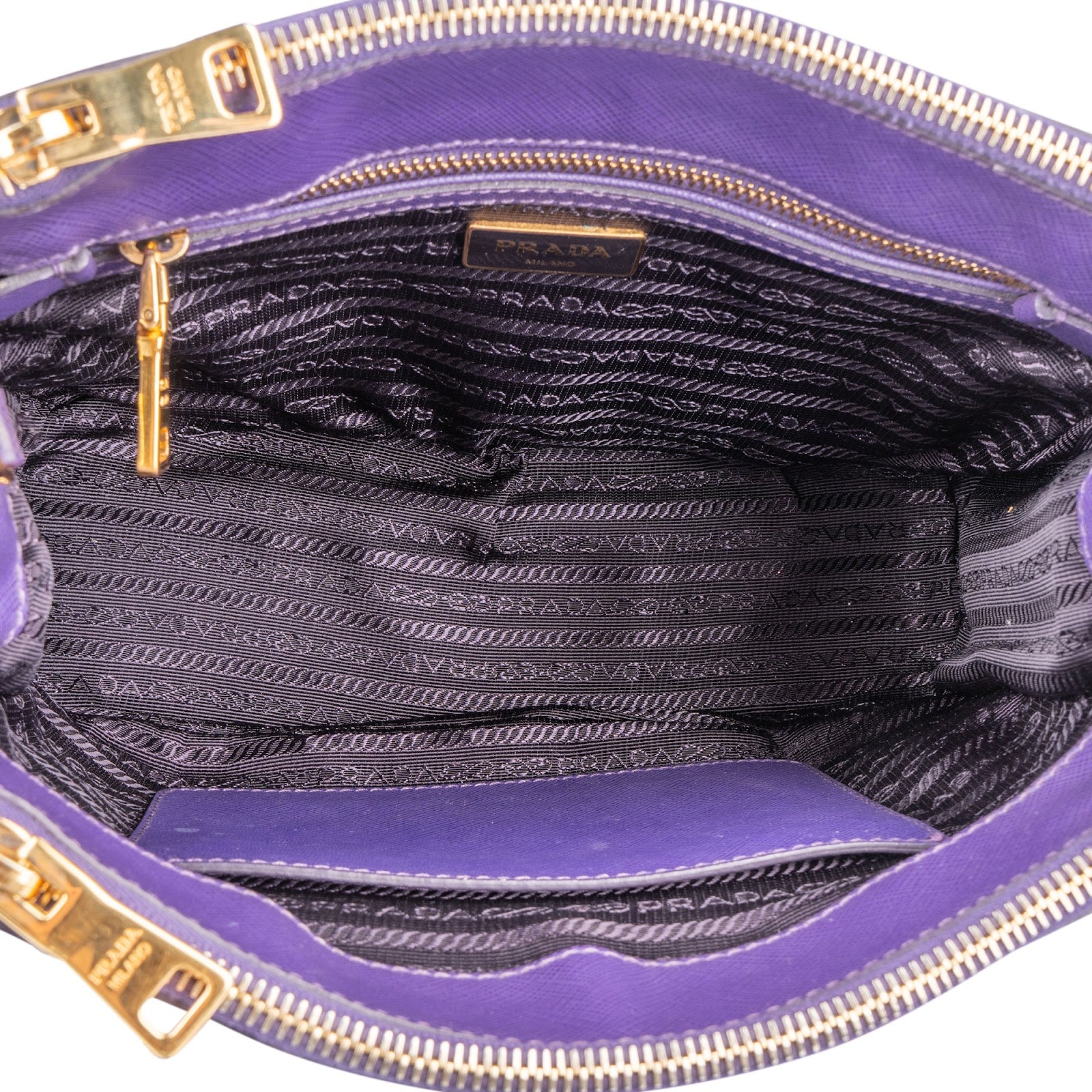 Prada Purple Saffiano Leather Galleria Handbag - vintageandkickz