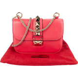 Valentino Garavani Pink Leather Rockstud Glam Lock Crossbody Bag
