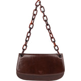 Prada Leather Tortoise Chain Shoulder Handbag