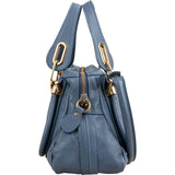Chloé Blue Grained Leather Small Paraty Shoulder Handbag