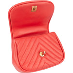 [🔄️B06 / F15] Chanel Red Leather Chevron Lambskin Mini Flap Bag with Top Handle Handbag - vintageandkickz