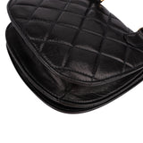 Chanel Black Quilted Lambskin 24K Gold Single Flap Vintage Shoulder Belt Bag