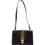 Gucci Black Leather Medium Sylvie Shoulder Bag