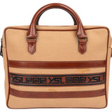 Yves Saint Laurent Canvas Greek Key Briefcase Handbag