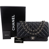Chanel Quilted Caviar Leather Palladium Jumbo Single Flap Crossbody Bag