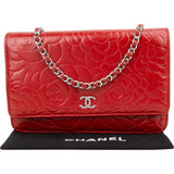 [🔄️B20 / F44] Chanel Embossed Camellia Leather Wallet on Chain Crossbody Bag - vintageandkickz
