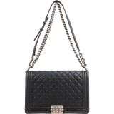 Chanel Quilted Caviar Leather New Medium Boy Single Flap Crossbody Bag