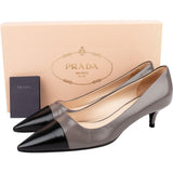 Prada Multicolor Patent Leather Cap-Toe Kitten Heel Pumps (37)