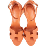 Hermès Orange Leather H Legend Wedge Sandals (39,5)