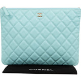 Chanel Quilted Caviar Leather CC Clutch