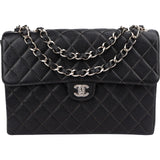 Chanel Quilted Caviar Leather Palladium Jumbo Single Flap Crossbody Bag