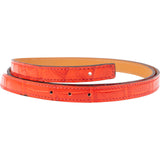 Hermes Orange Porosus Exotic Crocodile Leather Thin Belt (85)