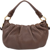 Prada Vitello Daino Leather Ruched Hobo Shoulder Bag