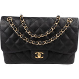 Chanel Quilted Caviar Leather Jumbo Double Flap Crossbody Bag