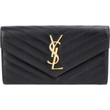 Yves Saint Laurent Grain de Poudre Matelassé Leather Envelope Flap Wallet