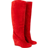 Christian Louboutin Red Suede Tuorloubi Flat Boots (38)