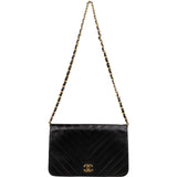 Chanel Chevron Lambskin 24K Gold Single Flap Crossbody Bag