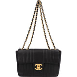 Chanel Vertical Quilted Lambskin 24K Gold Jumbo Single Flap Crossbody Bag