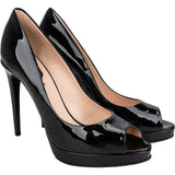 Fendi Black Patent Leather Peep Toe Platform Pumps (39)