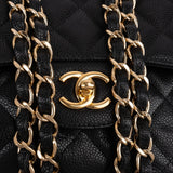 Chanel Quilted Caviar Leather Jumbo Double Flap Crossbody Bag