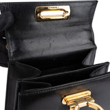 Salvatore Ferragamo Black Leather Gancini Top Handle Handbag