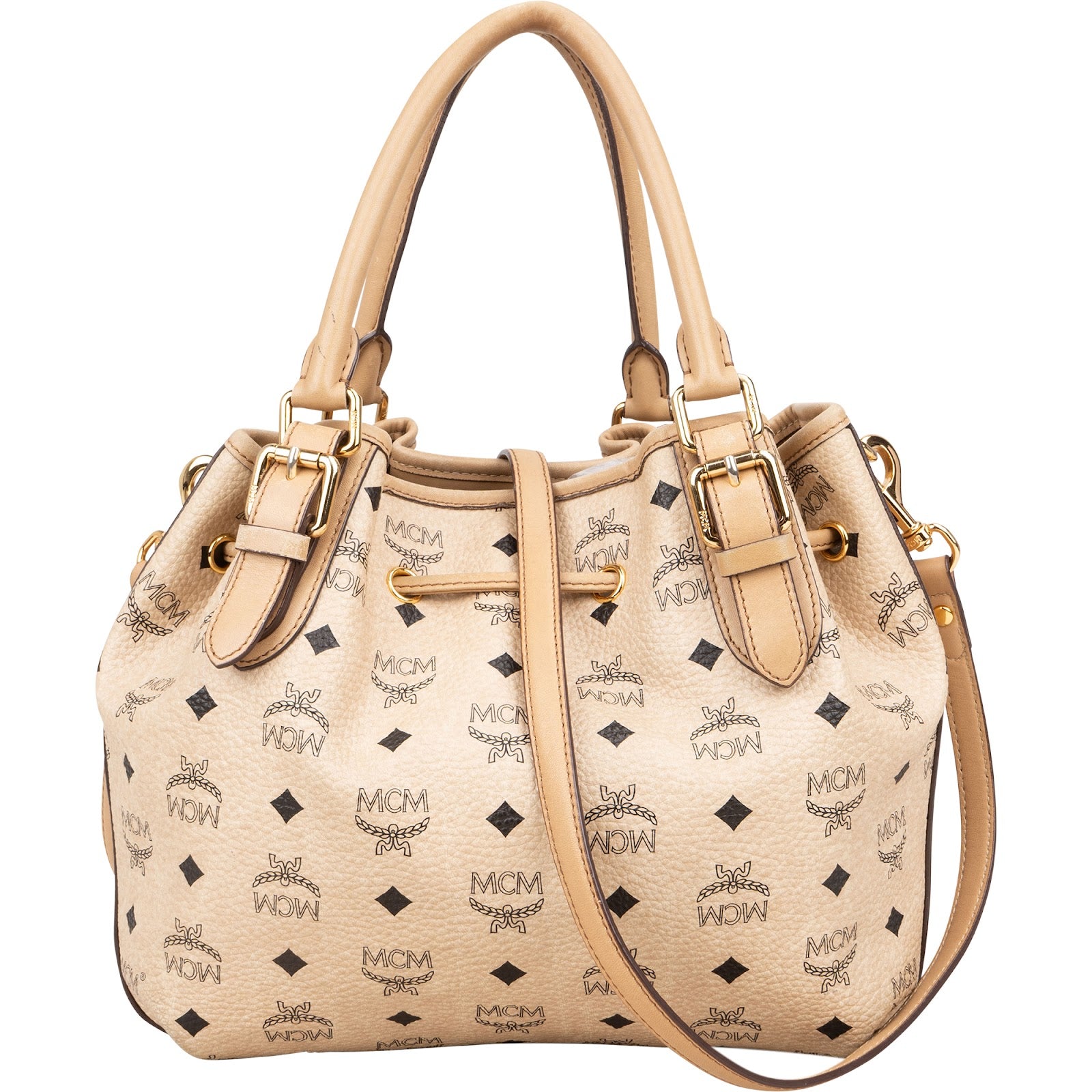 MCM Monogram Visetos Drawstring Handbag - vintageandkickz