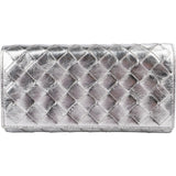Bottega Veneta Metallic Intrecciato Leather Continental Wallet