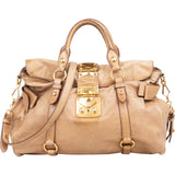 Miu Miu Vitello Lux Bow Satchel Handbag