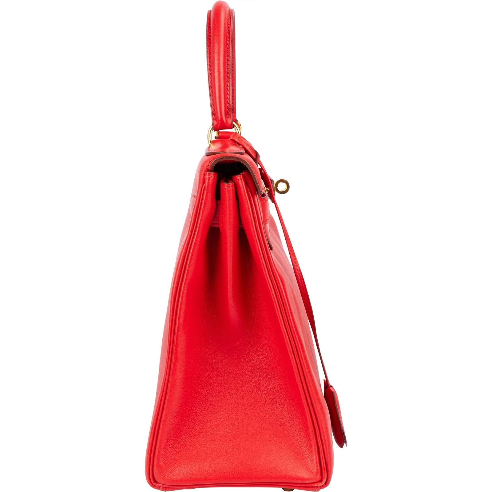 Hermès Rouge Swift Leather Kelly 28 Handbag - vintageandkickz