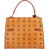 MCM Brown Leather Visetos Kelly Style Top Handle Handbag