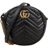 Gucci  Quilted Leather GG Marmont Round Crossbody Bag