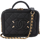 Chanel Quilted Caviar Leather CC Filigree Crossbody Bag