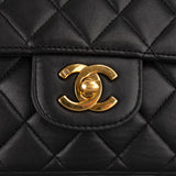 Chanel Quilted Lambskin Top Handle 24K Gold Single Flap Handbag