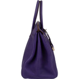 Hermès Iris Purple Taurillon Clemence Palladium Birkin 35 Handbag