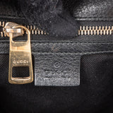 Gucci Black Grained Leather Bamboo Top Handle Boston Handbag