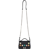 Fendi Leather Mini Baguette Double Flap Plexi Studs Crossbody Bag