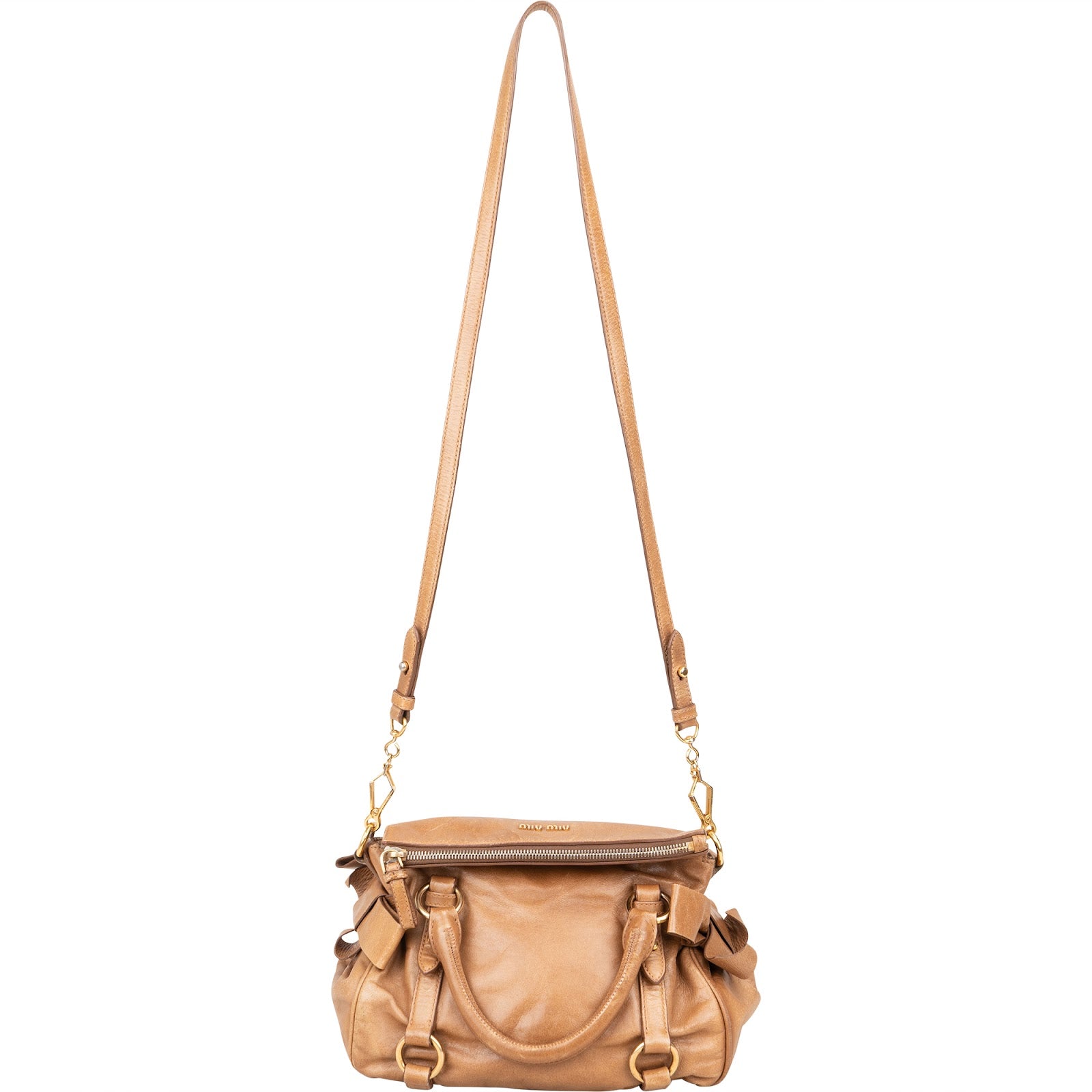 Miu Miu Vitello Lux Bow Bag Handbag - vintageandkickz