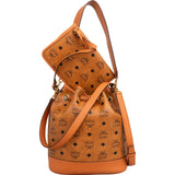 MCM Monogram Visetos Aren Drawstring Bucket Crossbody Bag