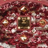 MCM Visetos Monogram Studded Sequin Leopard Stark Backpack