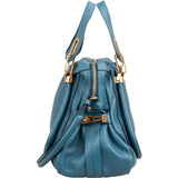 Chloé Blue Pebbled Leather Paraty Shoulder Handbag