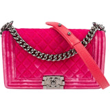 ChanelQuilted  Velvet Medium Boy Single Crossbody Bag