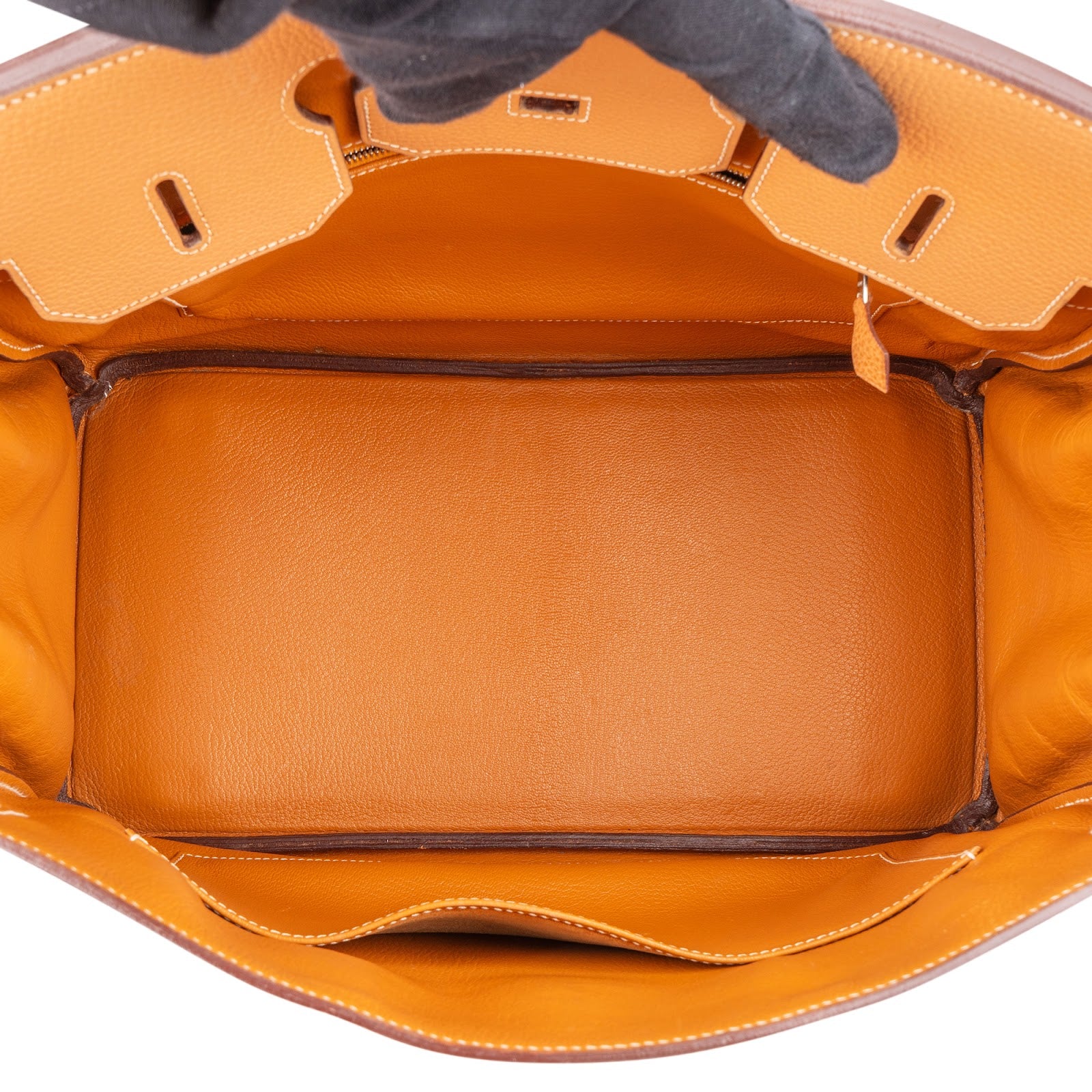 Hermès Fjord Leather Birkin 35 Handbag Beige Brown Palladium Hardware - vintageandkickz