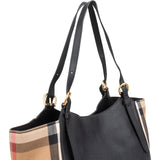 Burberry Black Leather House Check Canterbury Tote Shoulder Bag