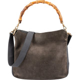 Gucci Suede & Leather Bamboo Top Handle Handbag