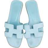 Hermès Light Blue Leather Oran Sandals (36,5)